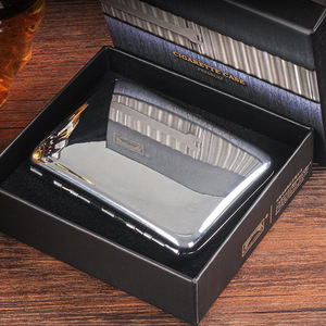 Étui à cigarettes finition miroir 18 bâtons boîte à fumer en métal Portable Durable étanche porte-cigarettes pour hommes - Product Image 3