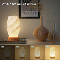 Lámpara de Mesa con Florero LED Impreso en 3D, Luz Cálida Recargable, Luz Nocturna Decorativa para Dormitorio, Sala de Estar, Decoración de Escritorio