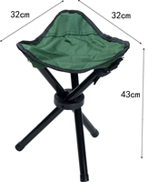 Chaise pliable portable à 3 pieds en tissu Oxford, petit tabouret trépied vert pour la randonnée, les voyages, le jardin, le sac à dos
