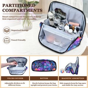 Australian Collection Dot Pattern Portable <b>Make</b> <b>Up</b> Organizer <b>Pouch</b> Brush Holder Travel Stand-<b>up</b> Cosmetic Bag with Handle - Product Image 6