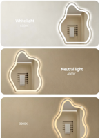 Miroir de salle de bain LED à température de couleur réglable avec reconnaissance gestuelle de haute technologie pour les distributeurs d'éclairage