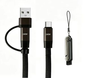 Charge While Watch 240W Fast Charging+Zinc Alloy+Nylon Braided+150cm <b>Cable</b> with <b>Phone</b> Stand for <b>Phone</b> Tablet Binge Watching - Product Image 1
