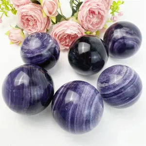 Wholesale Hot Sale Healing Crystal Polished Energy Purple Silk Fluorite Sphere For Gift
