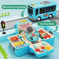 Autobús educativo para niños, juguetes, regalos de cumpleaños, rueda de plástico, juguetes de engranaje, volante de simulación, autobús escolar de juguete con luz y música