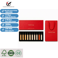 Boîte à échantillons de parfum de luxe, rouge, finition brillante UV, emballage coulissant pour 10 mini-parfums avec insert en mousse, coffret cadeau en papier écologique