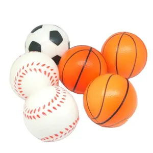 Benutzer definierte Squishy Stress Ball Logo Squeeze Herz Fußball Form Anti Stress Ball Runde geformte PU Stress Relief Ball Spielzeug mit Logo
