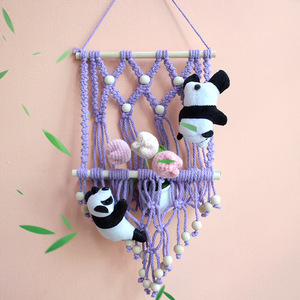 Kit de <span class=keywords><strong>macramé</strong></span> multi-usage, étagère murale bohème, bricolage, salon, polyester, pompon, étagère de rangement, décoration intérieure, cadeau pour débutants - Product Image 4