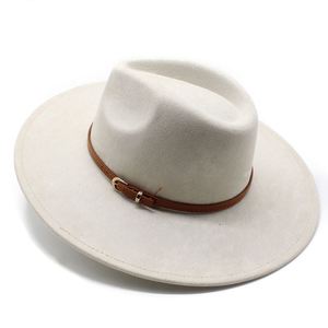 Sombrero Fedora de Poliéster/Algodón con Borde Cubierto y Diseño Liso para Hombre, Venta al por Mayor, Ala Ancha Plana, Estilo Mexicano Panamá, para Fiestas al Aire Libre y Pesca - Product Image 2