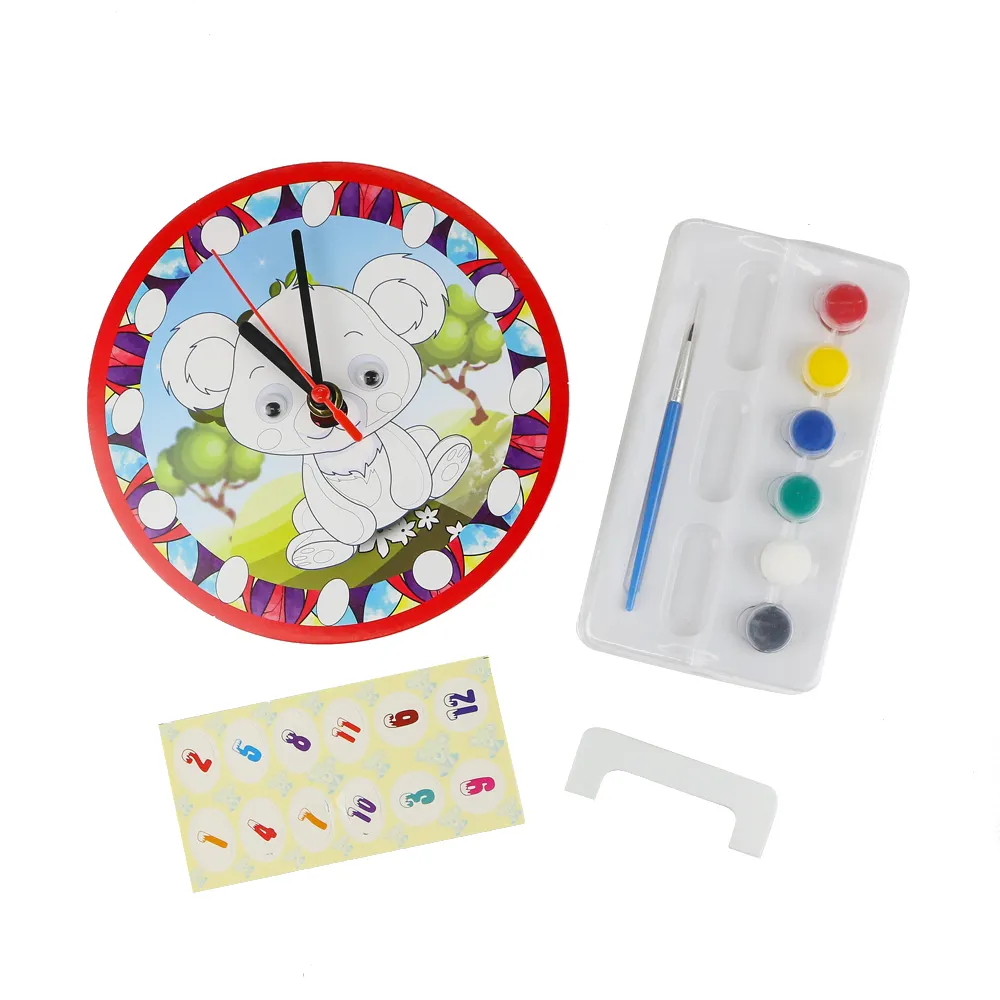 Chidren art craft STEM kindergarten gift assembly painting diy clock toy