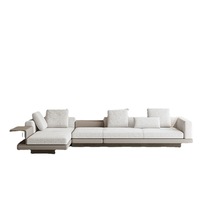Canapé d'angle moderne en coton et lin de style italien minimaliste avec pieds en acier inoxydable pour salon, différentes tailles