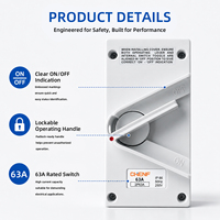 Interruptor Aislador de Corriente para Exteriores CHEM, Estándar Australiano, 1/2/3 Polos, Impermeable IP56, 20A 35A 63A, Material Plástico