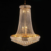 Lustre Empire Royal de Luxe en Cristal Doré Grand Éclairage Contemporain Style Français Hall d'Hôtel Design