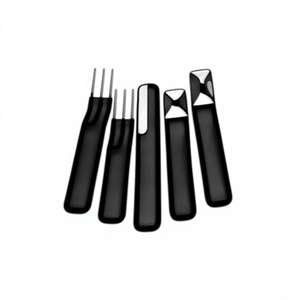 Stainless Steel Silver Mirror Polish With Long Black Rectangular Wire Loop Handle Cutlery Tableware Wire Design Fancy Cutlery - Product Image 1
