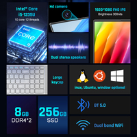14.1 pouces 15.6 pouces Core i7 i5 i3 Win11 U-Buntu Linux Debian Dos Shell plusieurs Os Portatil ordinateur portable Pc avec couvercle de caméra