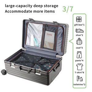 Ensemble de bagages en aluminium 3 pièces classique, durable et tendance, personnalisable OEM/ODM, avec roues pivotantes et serrure à combinaison, tailles 20/24/28 pouces, pour le voyage - Product Image 6