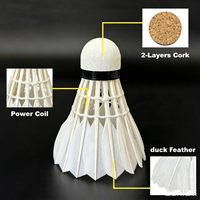 Volant de badminton hybride en plumes de canard de classe B, écologique, pour entraînement polyvalent, tête en liège à 2 couches, fabricant OEM