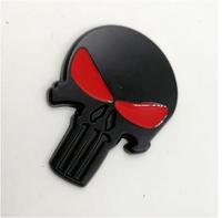 En gros Emblème automobile en alliage de zinc Punisher en métal, gaufré, électroplaqué, estampé, en stock