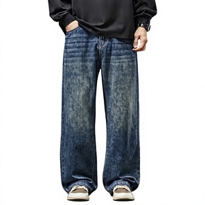 AAFII IMPEX Jean bleu décontracté pour homme, coupe ample, jambe large, droit, en denim délavé, écologique, respirant, léger, classique - Product Image 2