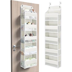 Organizador de 5 niveles para colocar sobre la puerta, 10 bolsillos, color blanco crema, almacenamiento para juguetes y peluches detrás de las puertas - Product Image 1