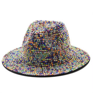Chapeaux Fedora pour femmes à la mode feutre brillant Performance strass Jazz <span class=keywords><strong>chapeau</strong></span> <span class=keywords><strong>Borsalino</strong></span> Panama <span class=keywords><strong>chapeau</strong></span> Trilby pour les fêtes en plein air - Product Image 3