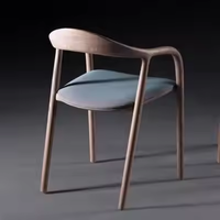 Chaise de bar à café en bois massif naturel JP, chaise de salle à manger en bois massif, chaise de salle à manger