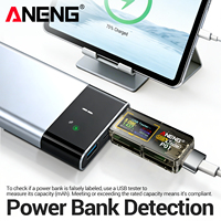 Probador USB ANENG P01 con Pantalla LCD, Voltímetro Digital, Amperímetro, Medidor de Voltaje, Corriente y Capacidad, Detector de Carga Rápida de Batería y Banco de Energía