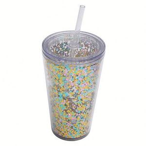 24oz Double Walled Glow in the Dark Green <b>Reusable</b> Insulated Clear Plastic Tumblers with Lid <b>Straw</b> Customizable - Product Image 6