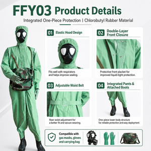 Traje de Protección Integral FFY03 de <span class=keywords><strong>Caucho</strong></span> Butilo Hermético a Gases para Productos Químicos Peligrosos con Botas, para Respuesta Profesional a Emergencias - Product Image 5