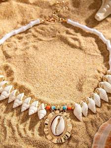 महासागर शैली गर्मियों के गहने उच्च गुणवत्ता वाली प्राकृतिक शेल चेन कंंच पेचलेस नेकलेस हार पुक्का शेल गहने बेड हार हार सेट - Product Image 5