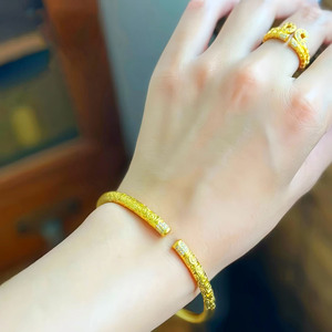 Wukong Monkey King Style 18K ชุบทองผู้หญิงกำไลข้อมือทองแดงแหวนเปิดแน่นห่วงสาป<span class=keywords><strong>แช่ง</strong></span>ชุดเครื่องประดับแฟชั่น - Product Image 6