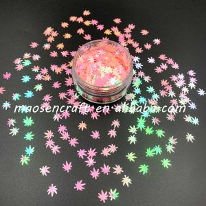 Vente d'usine à chaud, jolies paillettes en forme de mauvaises herbes rose, pour la décoration, populaire - Product Image 6