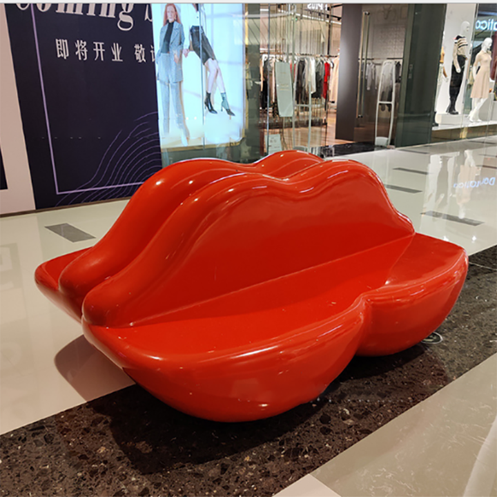 Y182 Red Sex Lips Shaped Bench Mouth Chair Modern Long Bench  