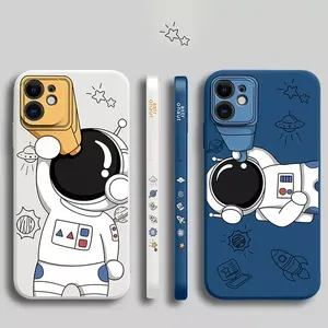 เคสโทรศัพท์มือถือซิลิโคน TPU ลายการ์ตูนนักบินอวกาศน่ารัก สำหรับ <span class=keywords><strong>iPhone</strong></span> 16 15 14 Pro <span class=keywords><strong>Max</strong></span> 13 12 11 <span class=keywords><strong>Xs</strong></span> Xr - Product Image 1