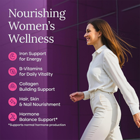 Complément alimentaire pour femmes en capsules, à marque privée, à base de viande de bœuf nourrie à l'herbe et de complexe d'herbes, pour l'équilibre hormonal, l'énergie, la vitalité et le soutien du collagène