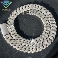 Collier chaîne cubaine Yu Ying à maillons incurvés 16/18 mm entièrement serti de moissanite baguette VVS plaqué or blanc rose argent S925