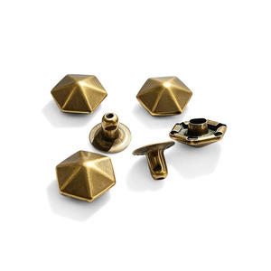 Clous hexagonaux de 10 mm, rivets en fer pour artisanat du cuir, accessoires vestimentaires, sacs à dos, ceintures, décorations - Product Image 2