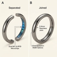 Bague connectée professionnelle en acier tungstène 3 mm avec puce NFC Ntag 216, lot de 2, finition brillante, style moderne, pour mariage, approvisionnement direct usine