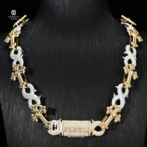 Nueva Cadena de Eslabones Cubanos con Cruz de Moissanita VVS en Plata 925, Collar Cubano Estilo Hip Hop Iced Out de 18MM con Eslabones de Púas Desmontables - Product Image 1