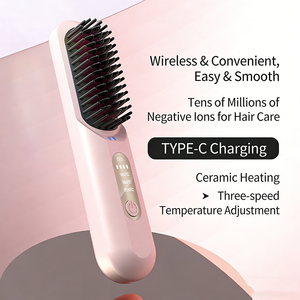 Lisseur de cheveux portable sans fil rechargeable, lisseur de cheveux en céramique à ions négatifs sans fil, peigne lisseur de cheveux à 3 températures - Product Image 5