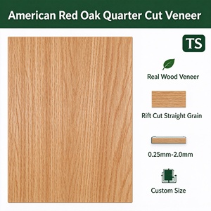 Chapa de Roble Rojo de EE. UU. de Grano Recto de 0.45mm, Chapa de Roble de Cuarto Coseado Real para Muebles, Armarios y Decoración de Interiores - Product Image 5
