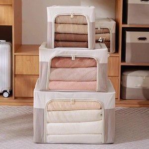 Foldable Clothing Organizer <b>Storage</b> <b>Box</b> With Waffle Mesh And Clear Window Steel Frame Rectangle Shape For Home Use - Product Image 2