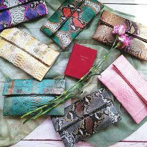 Pochette de soirée en cuir véritable peau de serpent personnalisée faite à la main de luxe Enveloppe Pochette Sacs à main Sacs à main <span class=keywords><strong>Sac</strong></span> A Main Femme - Product Image 1