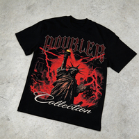 T-shirt imprimé de haute qualité en coton épais, coupe oversize, épaules tombantes, style streetwear, délavé à l'acide, pour hommes