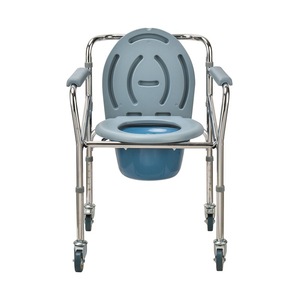 Wheeled <b>Commode</b> Chair Electroplated Steel Frame <b>Portable</b> Toilet Seat For Seniors And Pregnant Women Home Use Durable Design - Product Image 3