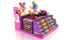 Di colore della caramella caramelle chiosco nel <span class=keywords><strong>centro</strong></span> <span class=keywords><strong>commerciale</strong></span> | 3d del basamento di disegno | Attraente <span class=keywords><strong>mall</strong></span> dolci stand per la vendita - Product Image 3