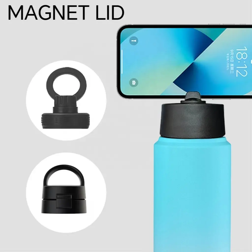 Grosir murah botol air dengan pemegang iPhone magsafe tutup botol air magnet terisolasi