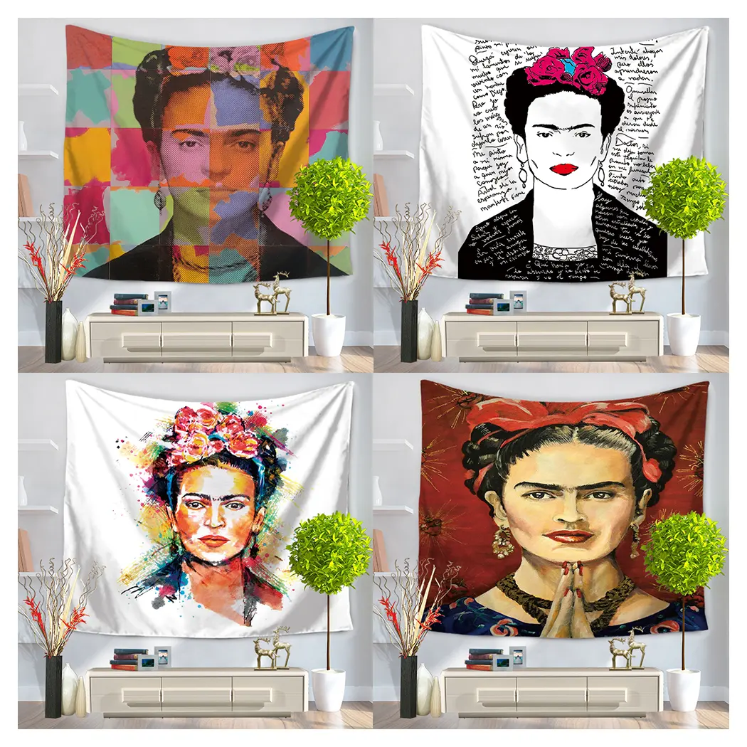 Factory supply Vintage Tapestries Mexican Painter People Wall Hanging Oil Painting Frida Carlo Tapestry