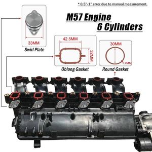 BMW M57 Engine 6 Cylinders Swirl <b>Plate</b> Oblong Round Gasket Intake Exhaust Valve Modification Kit 33MM Aluminum Alloy - Product Image 1