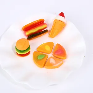 Assorted mini gummy fast food doces com 10g gummy burger hotdog pizza gummy sorvete gummy dentro