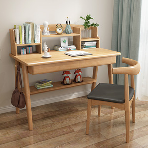 Verstellbarer Schreibtisch für Studenten Büro Kreatives Zuhause Schlafzimmer Länglicher Computertisch aus Massivholz - Product Image 3